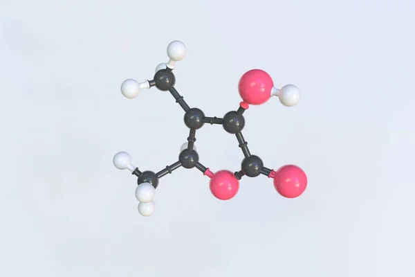 Molekuła sotolonu, odizolowany model molekularny. Renderowanie 3D — Zdjęcie stockowe