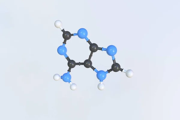 Molekül von Vitamin b4, isoliertes molekulares Modell. 3D-Rendering — Stockfoto