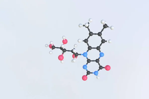 Molecule of vitamin b2, isolated molecular model. 3D rendering — Stock Photo, Image