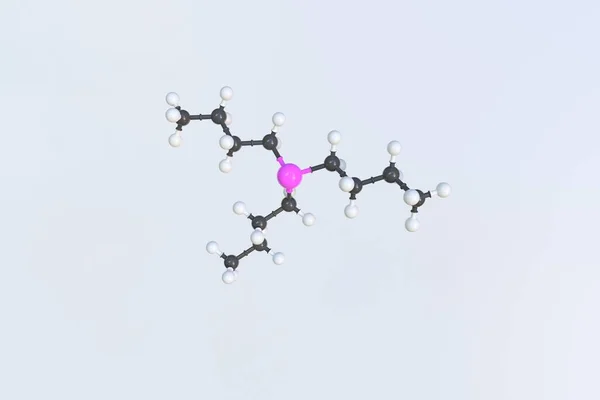 Tributil-foszfin molekula golyókkal, tudományos molekuláris modellel. 3D renderelés — Stock Fotó
