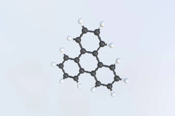 Molecola di trifenilene realizzata con palline, modello molecolare scientifico. Rendering 3D — Foto Stock