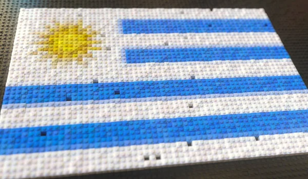 Mattoni giocattolo forma bandiera dell'Uruguay, concettuale rendering 3d — Foto Stock