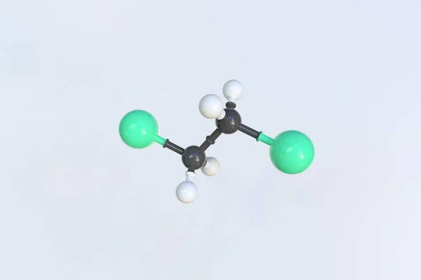Cząsteczka 1,2-dichloroetanu. Odizolowany model molekularny. Renderowanie 3D — Zdjęcie stockowe