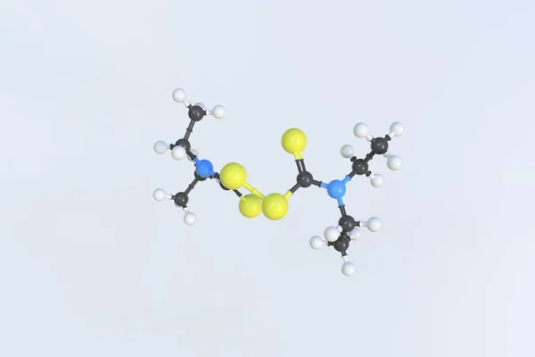 Diszulfiram molekula, izolált molekuláris modell. 3D renderelés — Stock Fotó