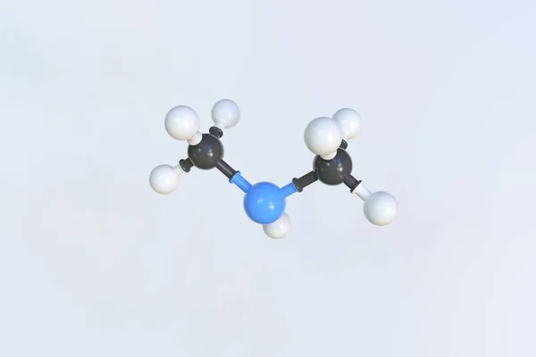 二甲基胺分子由球制成，分离分子模型。3D渲染 — 图库照片