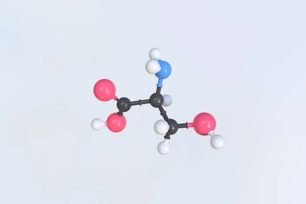 Molécula de serina, modelo molecular aislado. Renderizado 3D — Foto de Stock