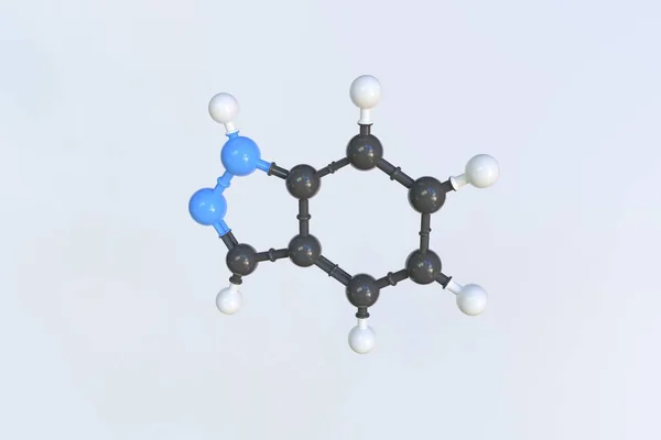 Molécula de indazol feita com bolas, modelo molecular científico. Renderização 3D — Fotografia de Stock