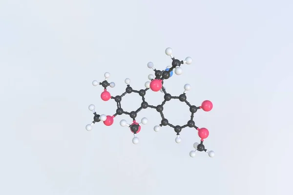 Colchicine Molekül aus Kugeln, isoliertes molekulares Modell. 3D-Rendering — Stockfoto