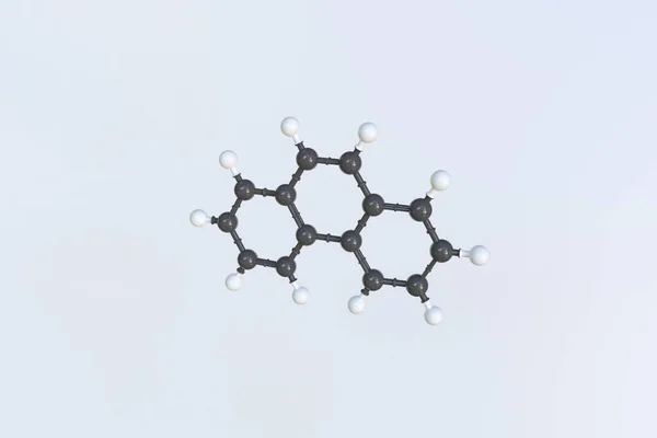 Fenantrén molekula golyókkal, tudományos molekulamodell. 3D renderelés — Stock Fotó