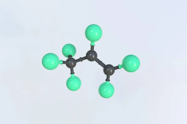 Molécula de hexafluoropropileno, modelo molecular isolado. Renderização 3D — Fotografia de Stock