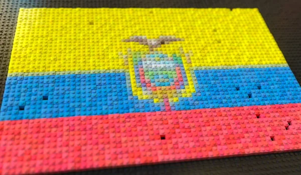 Toy bricks form flag of Ecuador, conceptual 3d rendering — Stock Photo, Image