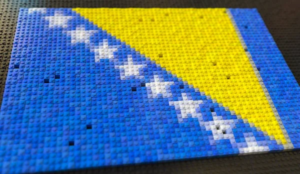 Bandera de Bosnia hecha con bloques de juguete de plástico, representación conceptual 3d —  Fotos de Stock