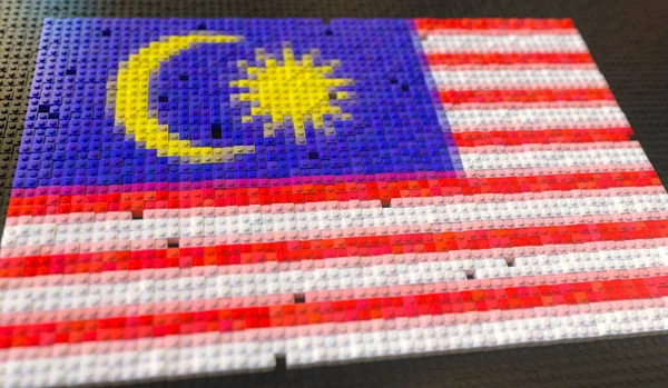 おもちゃのレンガは、マレーシアのフラグを形成し、概念的な3Dレンダリング — ストック写真