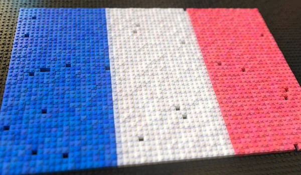 Briques de jouets en plastique composent drapeau de la France, rendu 3D conceptuel — Photo