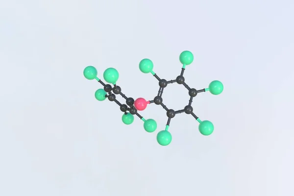 Decabromdiphenylether-Molekül aus Kugeln, isoliertes molekulares Modell. 3D-Rendering — Stockfoto