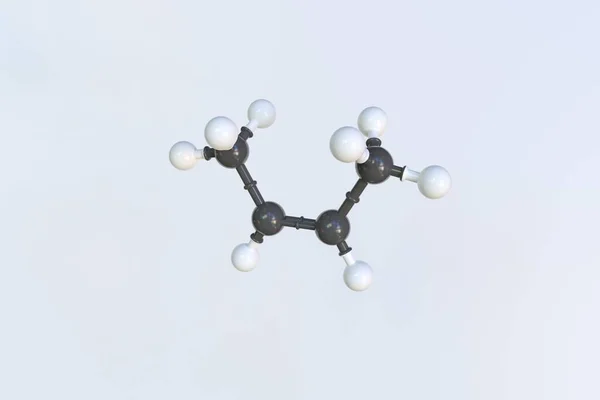 Cis-2-butene分子，用球制成，科学的分子模型。3D渲染 — 图库照片