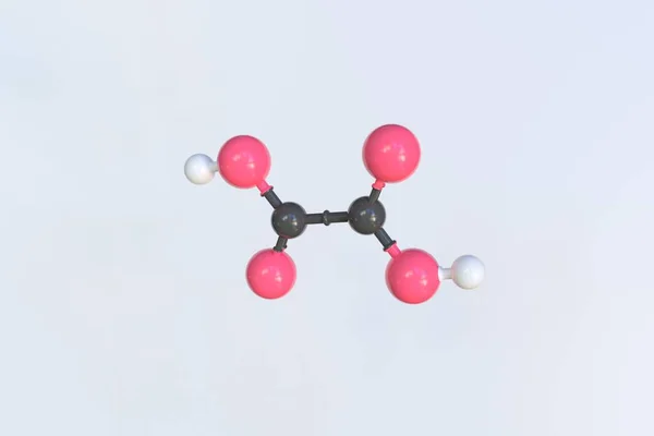 Молекула оксальной кислоты, сделанная из шариков, изолированная молекулярная модель. 3D рендеринг — стоковое фото