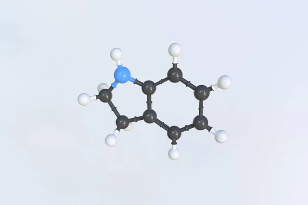 Molécule d'indoline, modèle moléculaire scientifique, animation 3D en boucle — Photo