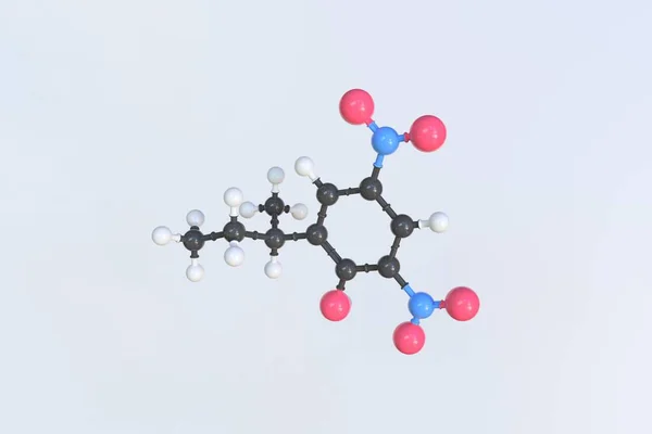 Molécula de Dinoseb, modelo molecular isolado. Renderização 3D — Fotografia de Stock