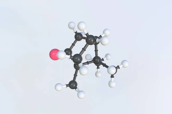 Kámfor molekula. Elszigetelt molekuláris modell. 3D renderelés — Stock Fotó