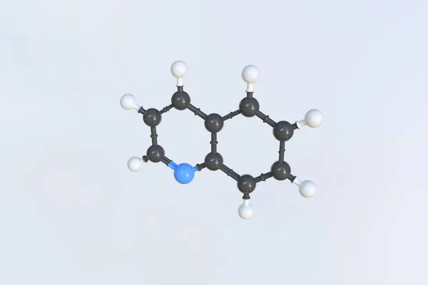 Chinolin-Molekül, wissenschaftliches Molekularmodell, 3D-Animation — Stockfoto