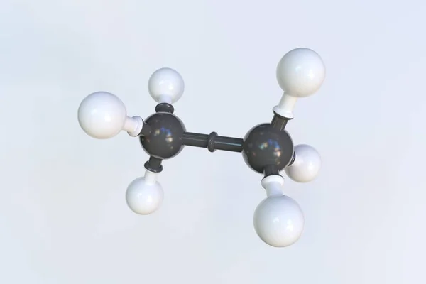Ethaanmolecuul, geïsoleerd moleculair model. 3D-weergave — Stockfoto