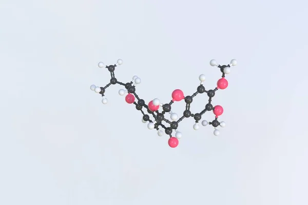Cząsteczka rotenonu, odizolowany model molekularny. Renderowanie 3D — Zdjęcie stockowe