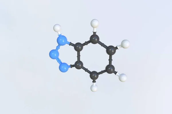 ベンゾトリアゾール分子。分離分子モデル。3Dレンダリング — ストック写真