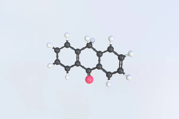 Molekül aus Anthron, isoliertes molekulares Modell. 3D-Rendering — Stockfoto