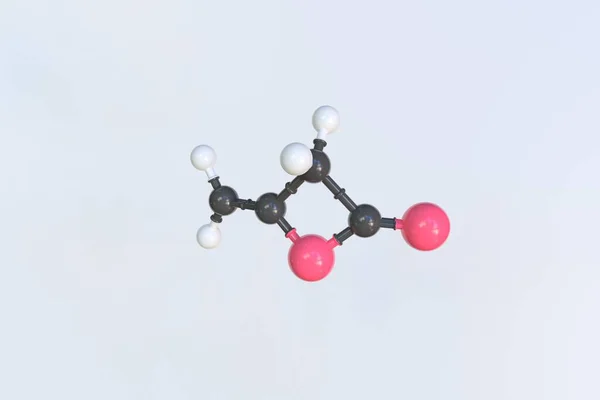 Molekuła diketenu, odizolowany model molekularny. Renderowanie 3D — Zdjęcie stockowe