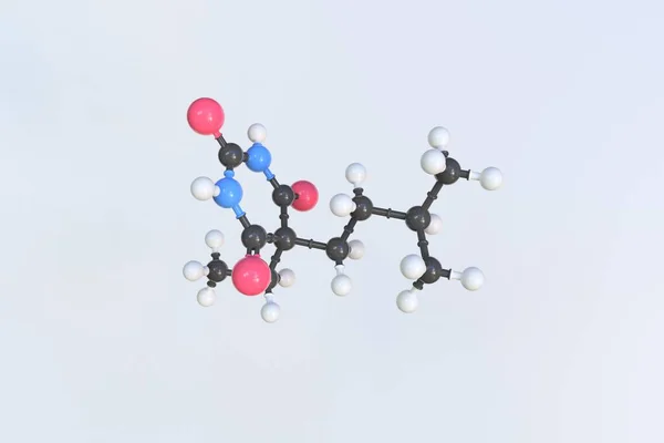 Amobarbital molecuul, geïsoleerd moleculair model. 3D-weergave — Stockfoto