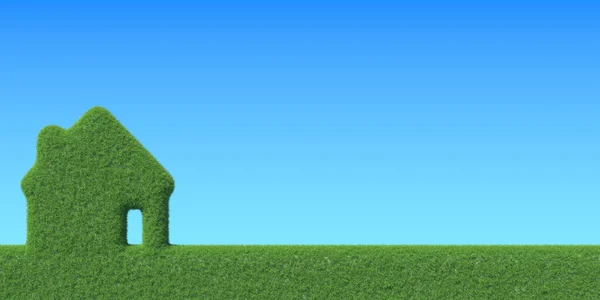 Símbolo casero hecho con hierba verde. Renderizado 3D conceptual —  Fotos de Stock