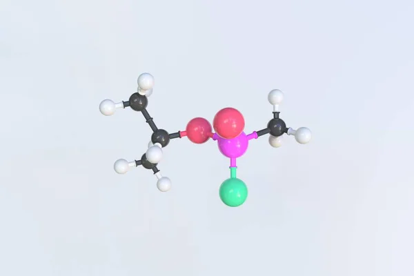 Sarinmolekyl, isolerad molekylär modell. 3D-rendering — Stockfoto