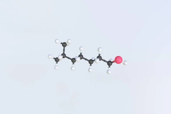 Molekula isoktanolu vyrobená z kuliček, izolovaný molekulární model. 3D vykreslování — Stock fotografie