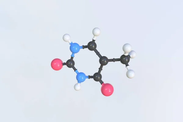 Thymine分子，科学分子模型，循环3D动画 — 图库照片