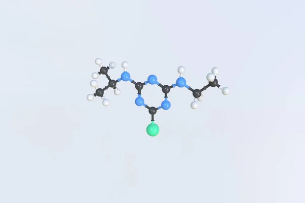 Μόριο Ατραζίνης, απομονωμένο μοριακό μοντέλο. 3D απόδοση — Φωτογραφία Αρχείου