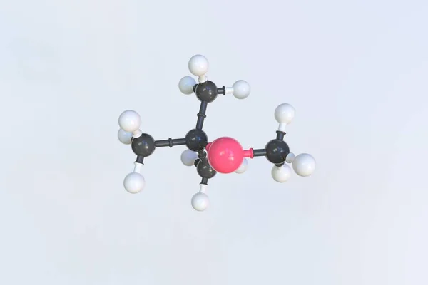 Molecule of methyl tert-butyl ether, isolated molecular model. 3D rendering — Stock Photo, Image