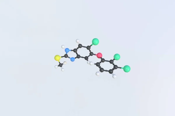 Molécule de triclabendazole. Modèle moléculaire isolé. rendu 3D — Photo