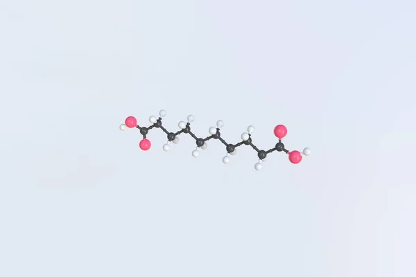 Molécula de ácido sebácico feita com bolas, modelo molecular científico. Renderização 3D — Fotografia de Stock