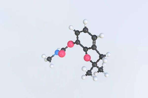 Karbofurán molekula, izolált molekuláris modell. 3D renderelés — Stock Fotó