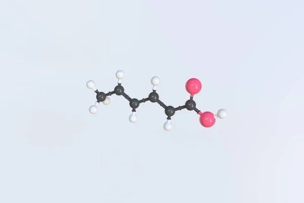山梨酸分子，科学分子模型，循环3D动画 — 图库照片