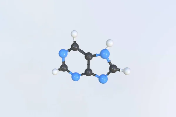 Purinmolekül aus Kugeln, isoliertes Molekularmodell. 3D-Rendering — Stockfoto