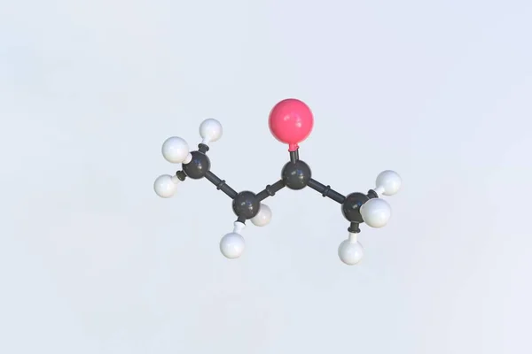Молекула метилового этилкетона, научная молекулярная модель, трехмерная анимация — стоковое фото