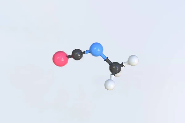 Methylisocyanat-Molekül, hergestellt mit Kugeln, isoliertes molekulares Modell. 3D-Rendering — Stockfoto