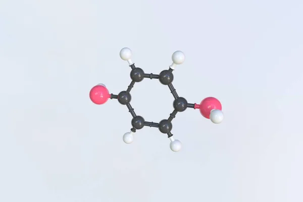 Молекула гидрохинона, изолированная молекулярная модель. 3D рендеринг — стоковое фото