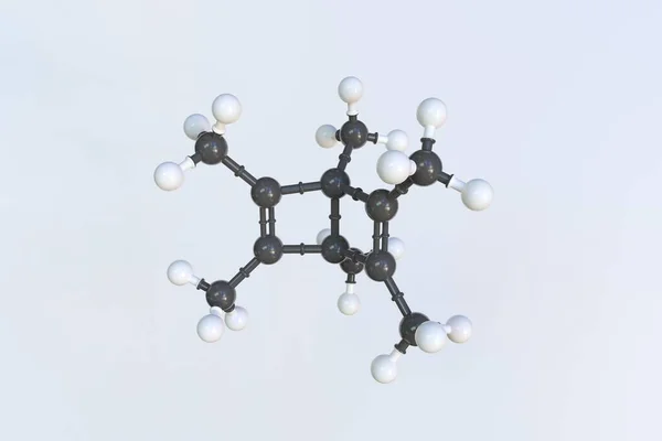 Cząsteczka heksametylodewarbenzenu, naukowy model molekularny, pętla animacji 3d — Zdjęcie stockowe