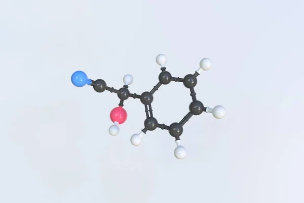 Mandelonitrilová molekula, vědecký molekulární model, smyčková 3D animace — Stock fotografie