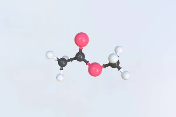 Молекула метилацетата, научная молекулярная модель, трехмерная анимация — стоковое фото