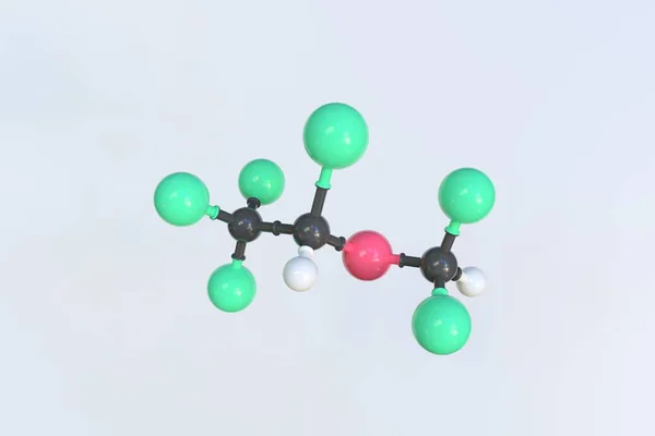 异氟醚的分子。孤立分子模型，3D渲染 — 图库照片