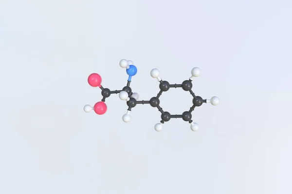Fenylalaninmolekyl, isolerad molekylmodell. 3D-rendering — Stockfoto
